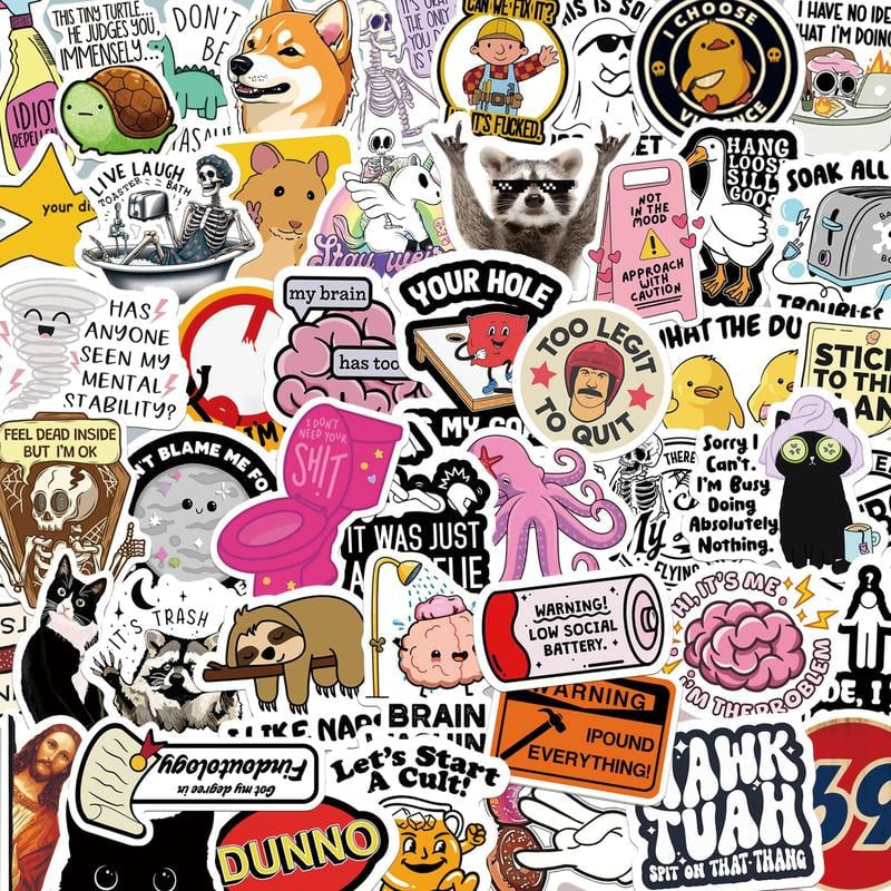 130PCS Funny Saying Sticker Pack - Snarky, Sarcastic Bold Humor Vinyl Waterproof Meme stickers for laptop, computer, water bottle, ipad, phones bumper folding chair sticker pack