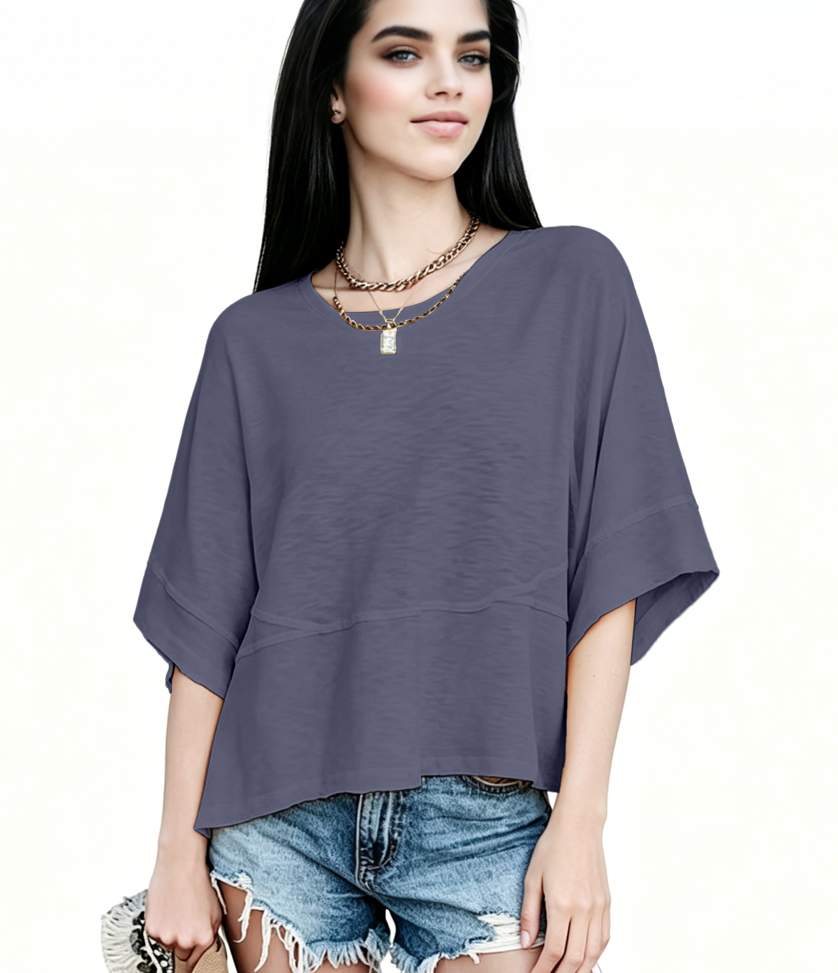 ☀️ Women's Summer Casual Crewneck Batwing Top – Loose Fit, Cute & Breezy 🌸