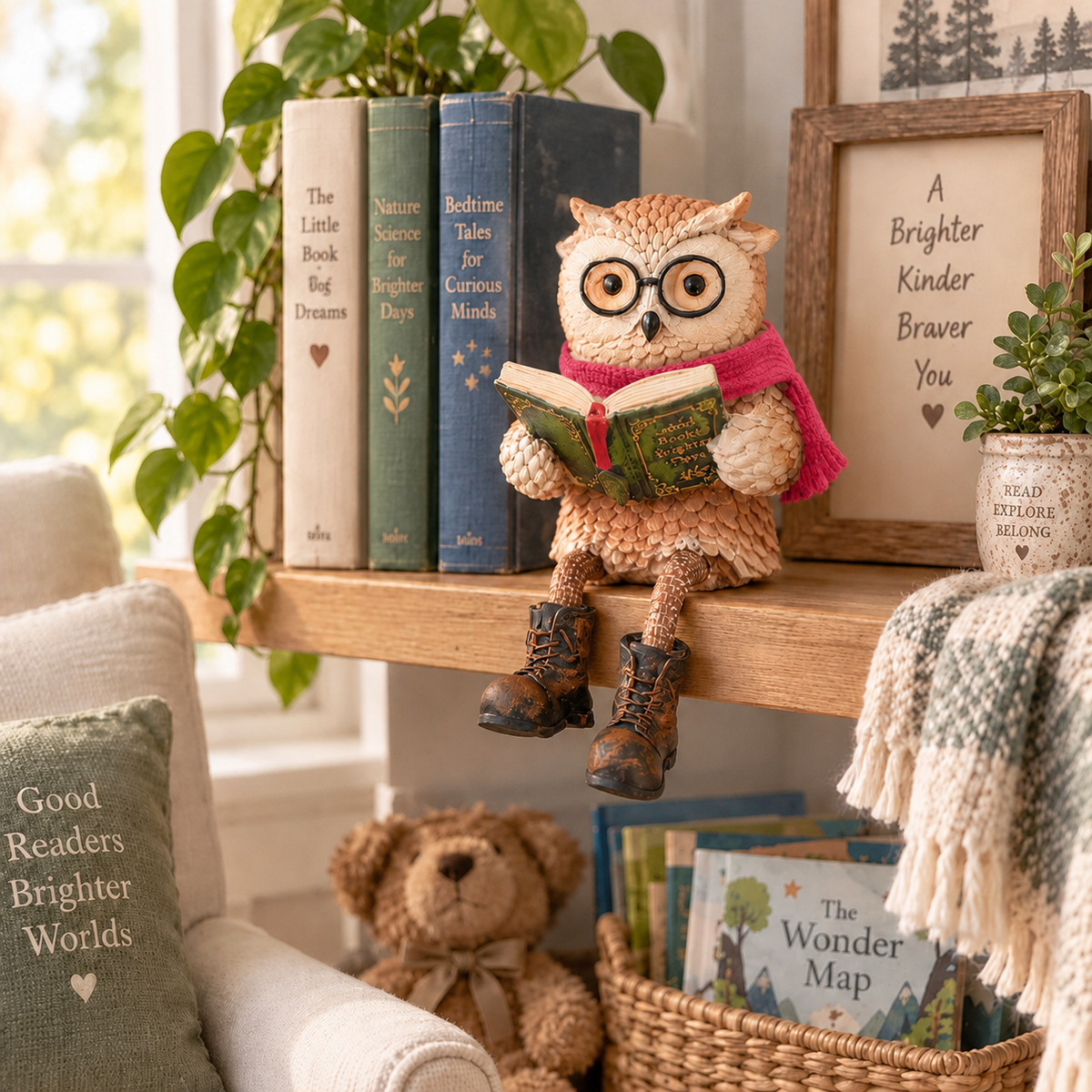 🦉 Cute ornamental figure of a reading owl