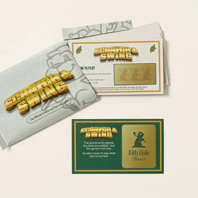 🏌🎁 Golf Scratch & Swing – Scratch-Off Golf Challenge Card Game | 3 Packs Included (57 Total Cards)