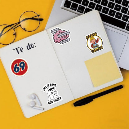 130PCS Funny Saying Sticker Pack - Snarky, Sarcastic Bold Humor Vinyl Waterproof Meme stickers for laptop, computer, water bottle, ipad, phones bumper folding chair sticker pack