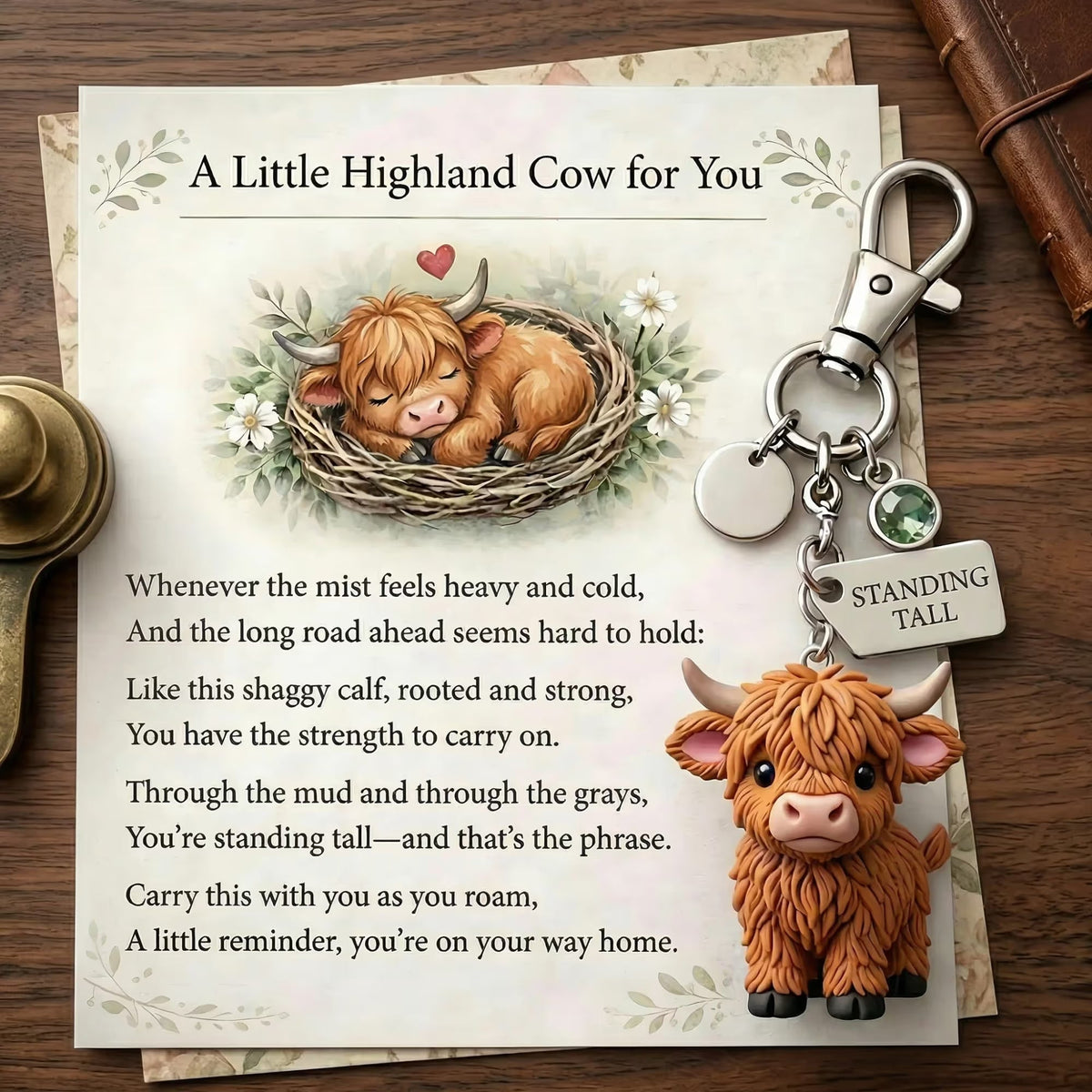 🐮A Little Highland Cow For You Keychain: Your Daily Reminder of Quiet Strength