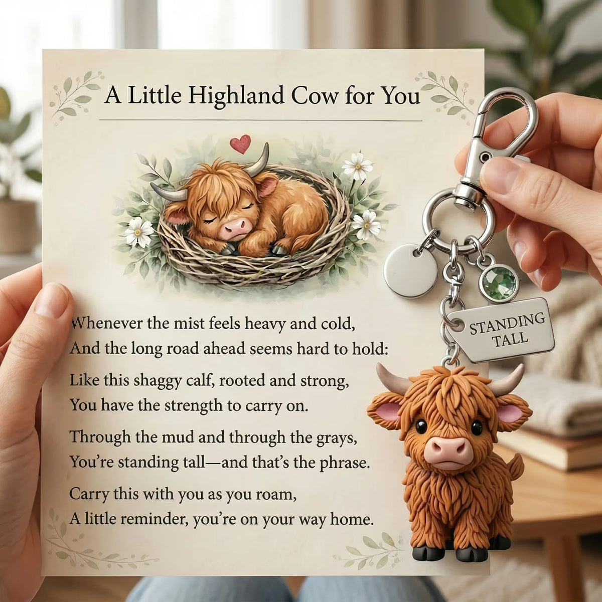 🐮A Little Highland Cow For You Keychain: Your Daily Reminder of Quiet Strength