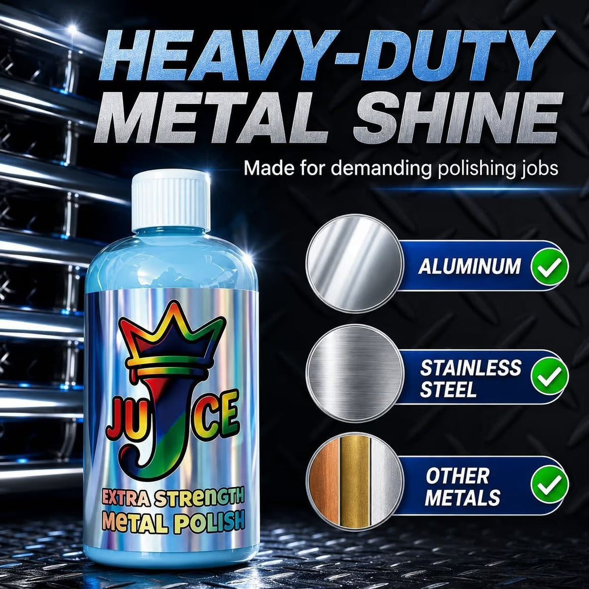 🚗All-in-one Metal Polish Kit – 16oz High-Performance Cleaner with Microfiber & Denim Rags