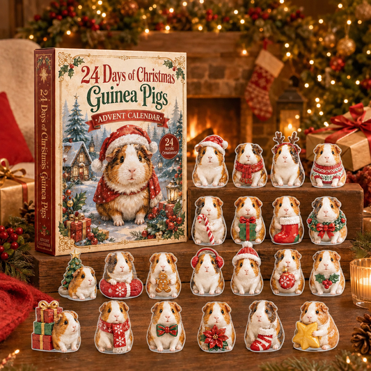 CHRISTMAS KICKOFF:2026 Guinea Pig Christmas Advent Calendar - 24 Days of Adorable Festive Surprises, Acrylic Ornaments Blind Box -Gift for Guinea Pig Lovers