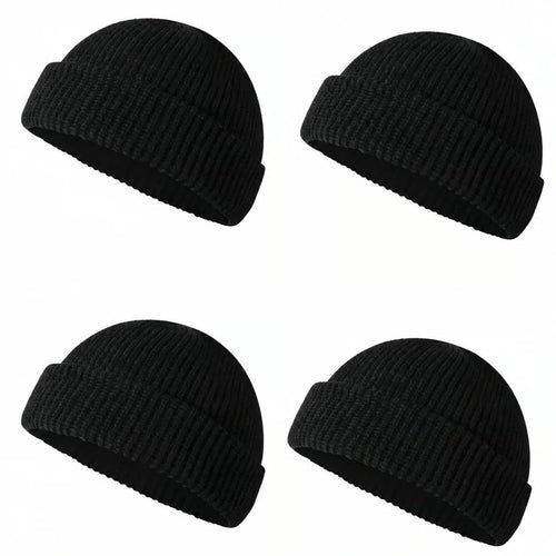 Men's Solid Color Beanie Set