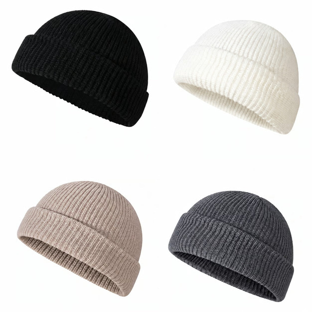 Men's Solid Color Beanie Set