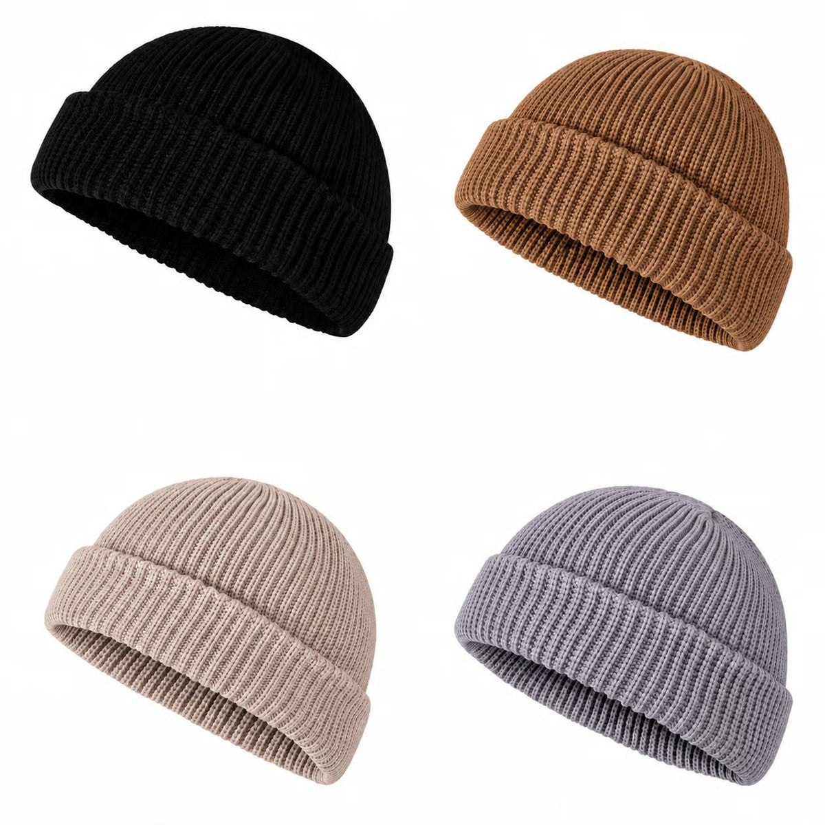 Men's Solid Color Beanie Set