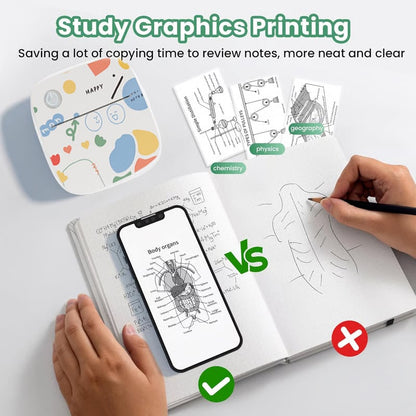 💥Mini Portable Sticker Printer with 5 Rolls Paper