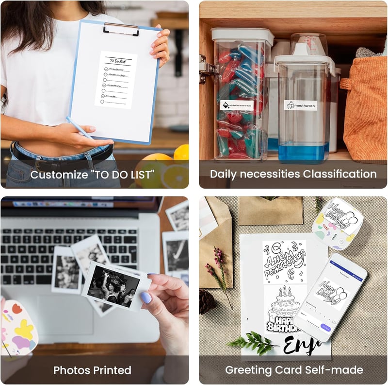 💥Mini Portable Sticker Printer with 5 Rolls Paper
