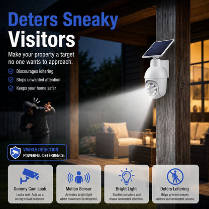 Solar-Powered Simulated Surveillance Camera Street Light