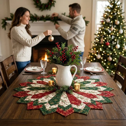Set of templates for quilting poinsettia table decorations