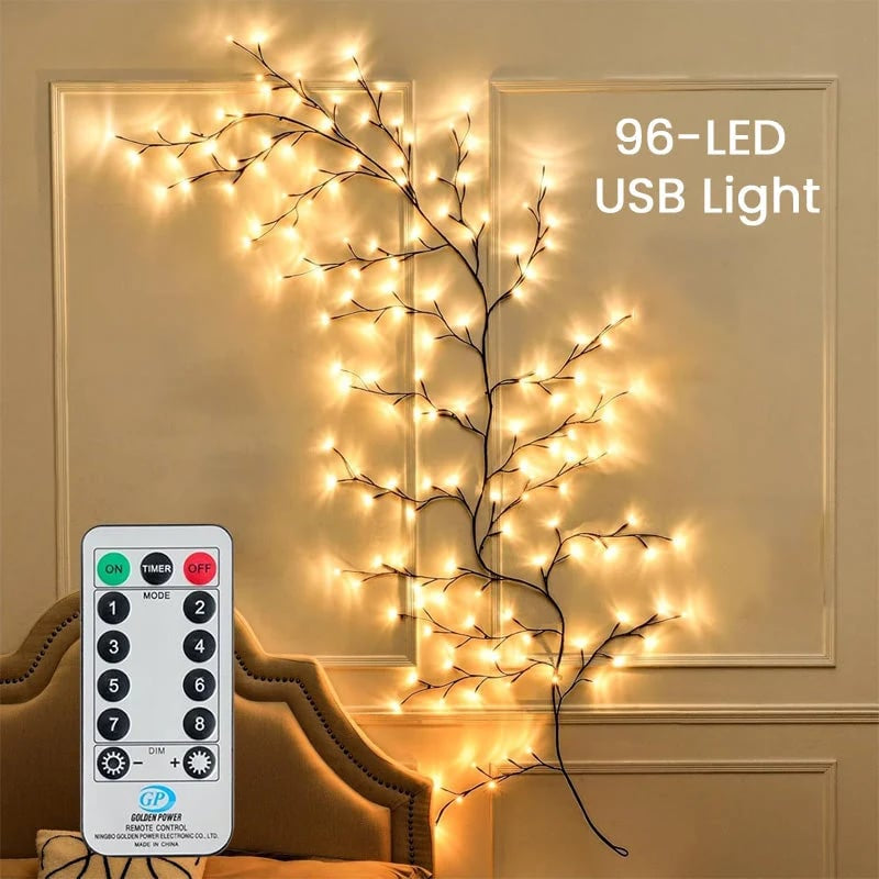 ✨ Flexible LED Lighted Branches | Remote-Controlled Wall Décor for Holidays