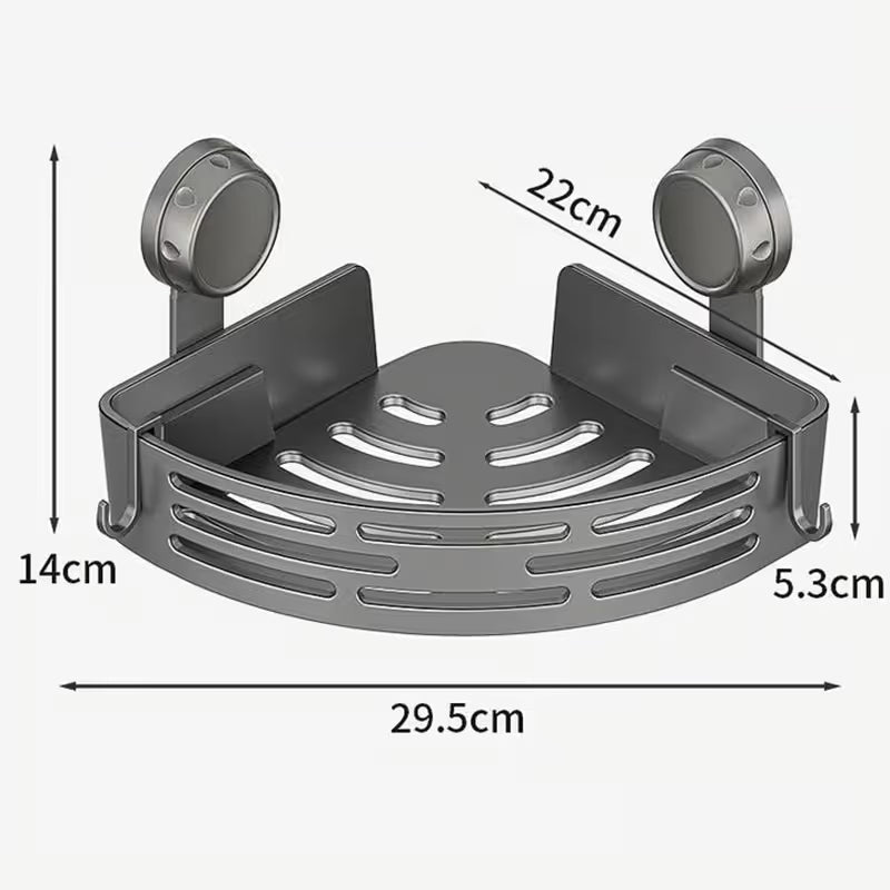 Triangle Suction Cup Shower Caddy ✨No Drill Wall Mount Bathroom Corner Storage Basket