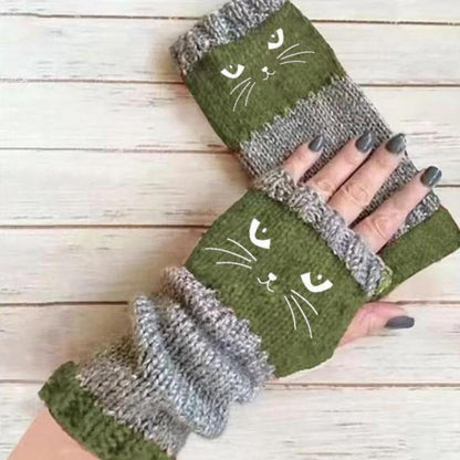 🔥❄️Women’s Knitted Fingerless Gloves with Cute Cat – Cozy, Stylish & Practical Winter Hand Warmers 🐾