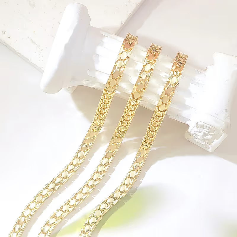 💫 Gold Snake-Scale Chain Bracelet – Liquid Shine, Textured Luxe 🌟