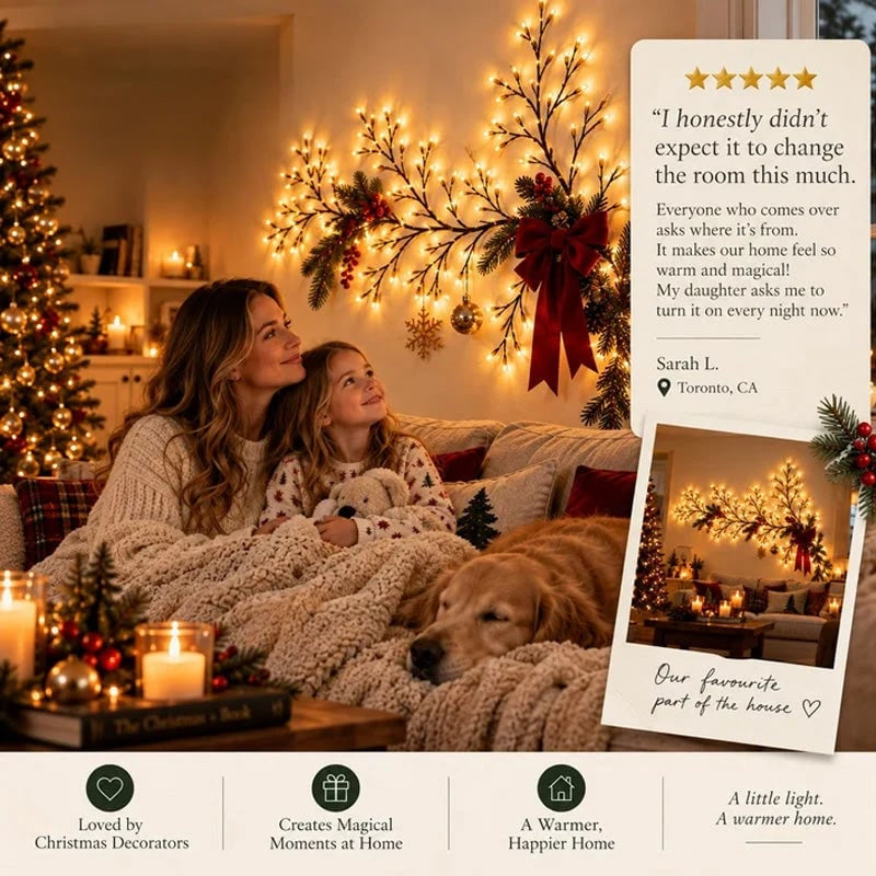 ✨ Flexible LED Lighted Branches | Remote-Controlled Wall Décor for Holidays