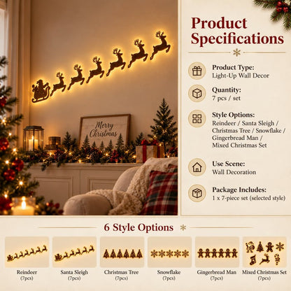 🎄Light‑Up Christmas Wall Decor, 7‑Piece Decoration Set, 6 Design Options