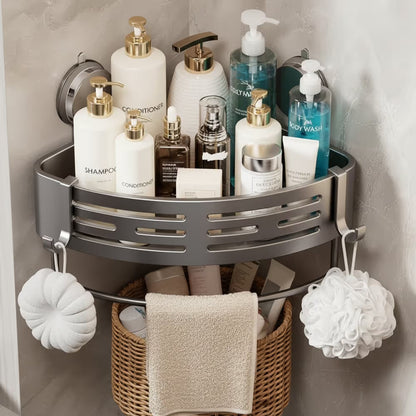 Triangle Suction Cup Shower Caddy ✨No Drill Wall Mount Bathroom Corner Storage Basket