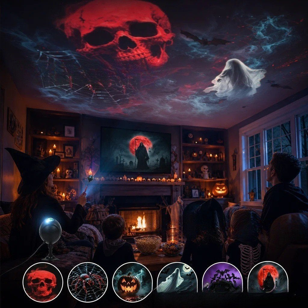 😱Halloween Projector Light – 6 Spooky Projection Patterns