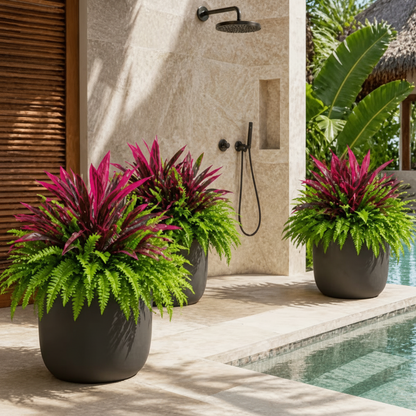 🔥UV‑Resistant Artificial Fern & Red Dracaena Decor Plants
