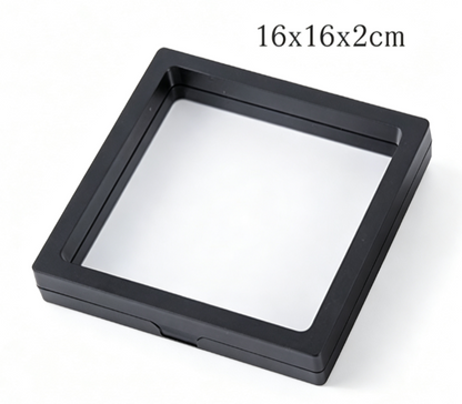🖤Suspension PE‑Film Jewelry Display Box ✨Black Transparent Storage Case With Moon‑Star Piercing Silver Ring, For Rings Necklaces & Badges